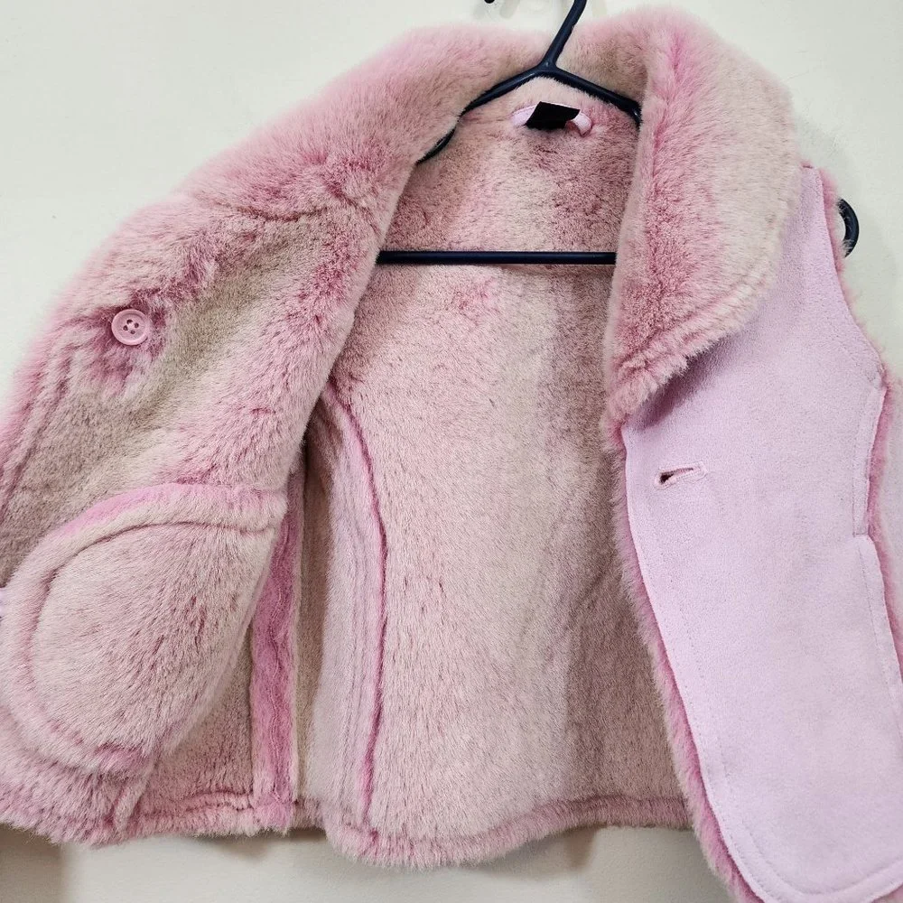 Baby Gap faux fur and suede vest bow front detail with side pockets size 18-24 M